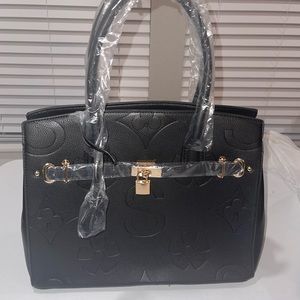 Black handbag with wallet